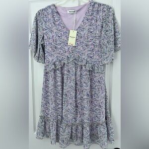 Manydress Women’s Size Medium Lavender Floral Midi Dress